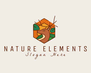 Deer Nature Hexagon logo design