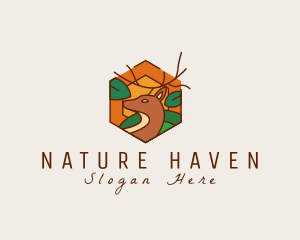 Deer Nature Hexagon logo design