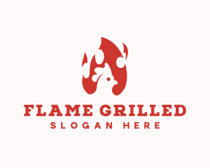 Flame Chicken Barbecue logo design