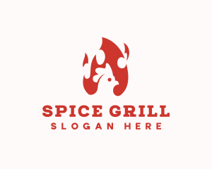 Flame Chicken Barbecue logo design