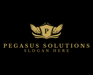 Pegasus Wing Shield logo design