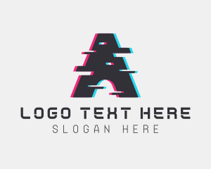 Technology Glitch Letter A logo