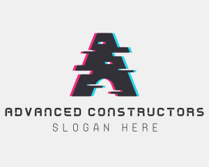 Technology Glitch Letter A logo design