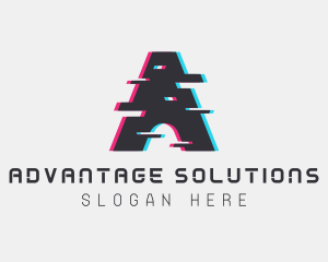 Technology Glitch Letter A logo design