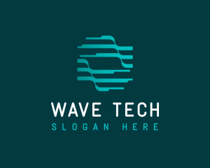 Cyberspace Tech Firm Waves logo design