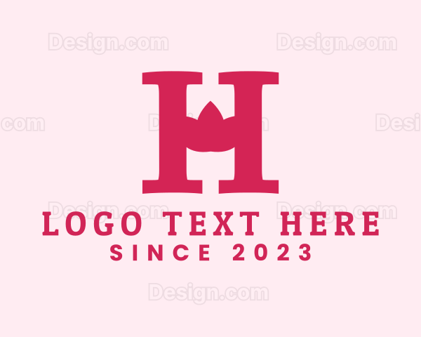 Pink Letter H Flower Logo