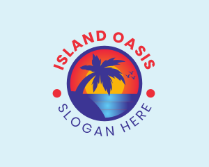 Tropical Sunrise Island logo design