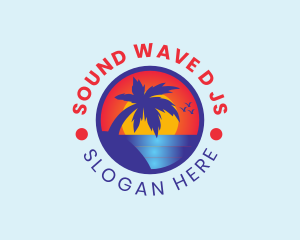 Tropical Sunrise Island logo design