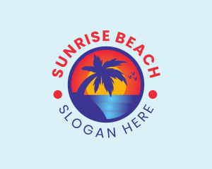 Tropical Sunrise Island logo design