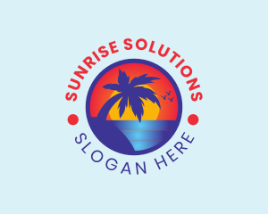 Tropical Sunrise Island logo design