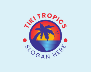 Tropical Sunrise Island logo design