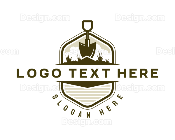 Lawn Landscaping Shovel Logo