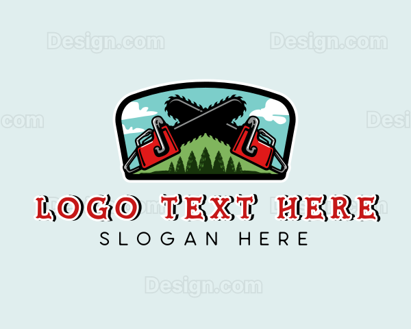 Chainsaw Logging Tree Logo