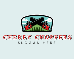 Chainsaw Logging Tree logo design