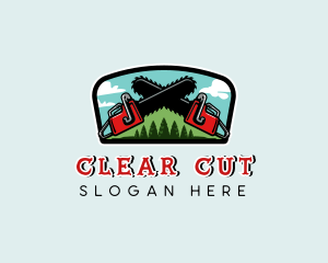 Chainsaw Logging Tree logo design