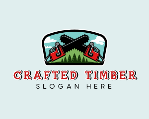 Chainsaw Logging Tree logo design