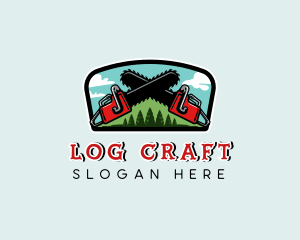 Chainsaw Logging Tree logo design