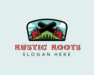 Chainsaw Logging Tree logo design