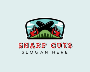 Chainsaw Logging Tree logo design