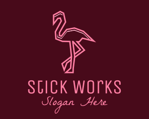 Geometric Pink Flamingo  Logo