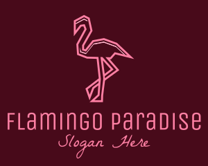 Geometric Pink Flamingo  logo design