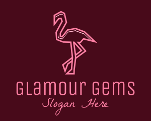 Geometric Pink Flamingo  logo design