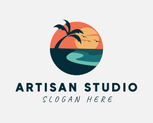 Sunset Island Beach logo design