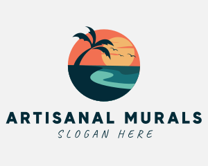 Sunset Island Beach logo design