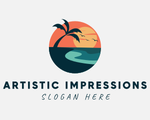 Sunset Island Beach logo design