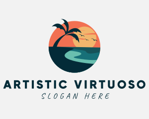 Sunset Island Beach logo design