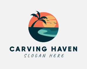 Sunset Island Beach logo design