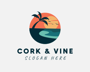 Sunset Island Beach logo design