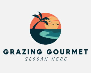 Sunset Island Beach logo design