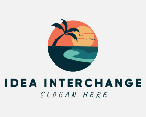 Sunset Island Beach logo design