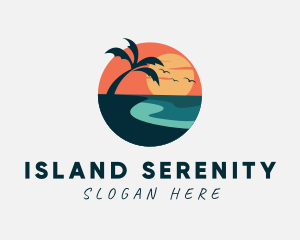 Sunset Island Beach logo design