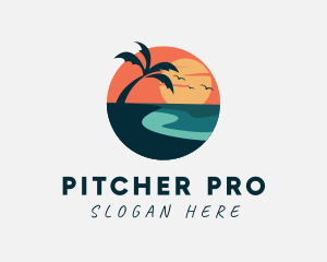 Sunset Island Beach logo design