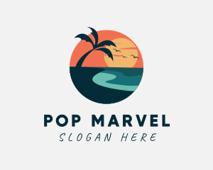 Sunset Island Beach logo design