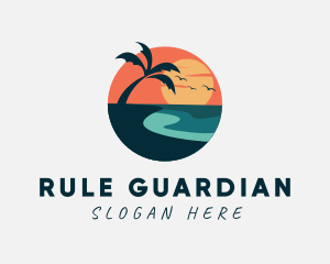 Sunset Island Beach logo design