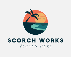 Sunset Island Beach logo design