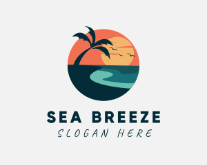 Sunset Island Beach logo design