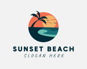 Sunset Island Beach logo design