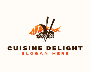 Sashimi Sushi Chopsticks logo design