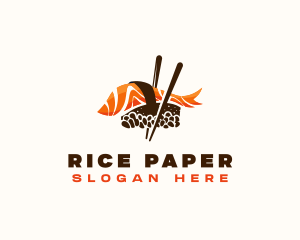 Sashimi Sushi Chopsticks logo design