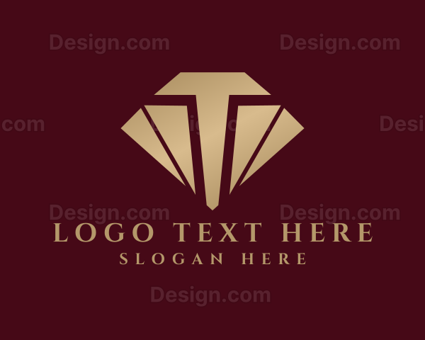 Gold Diamond Letter T Logo