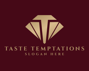 Gold Diamond Letter T logo design