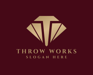 Gold Diamond Letter T logo design