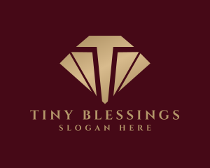 Gold Diamond Letter T logo design