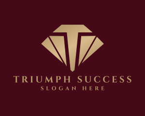 Gold Diamond Letter T logo design