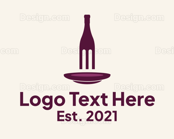 Wine Restaurant Fork Logo