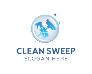  Cleaning Spray Bottle Squeegee logo design